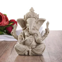 Handmade Sandstone Ganesha Buddha Elephant Statue Sculpture Figurine for Home Decoration  Living Room