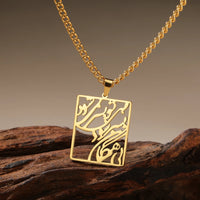 LIKGREAT Iranian Persian Parsi Farsi Poem Eshgh Necklace Stainless Steel Women Spuare Pendant Necklace Chain Jewelry Gift