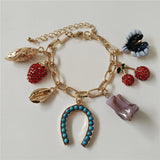 2025 New Indian Ethnic Vintage Bracelet Women Fashion Boho Statement Charm Metal Hollow Links Resin Stone Bracelets Jewelry