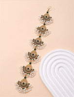Vintage Hollow Hair Accessories For Women Crystal Stone Simulated Pearl Beads Tassel Head Chain Ethnic Style Women's Accesories