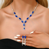 3 Pieces of Wedding Season Women's Claw Chain Series Crystal Earrings Necklace Jewelry Set Banquet Party Holiday Gift-8177