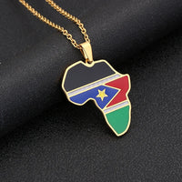 2024 New fashion stainless steel Republic of South Sudan flag necklace for women and men couples ethnic style accessory collarbo