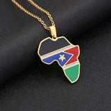 2024 New fashion stainless steel Republic of South Sudan flag necklace for women and men couples ethnic style accessory collarbo