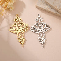 Dawapara Unalome Pendant OM Lotus Flower Charm for Jewelry Making Stainless Steel Spiritual Yoga Symbol Buddhism Accessories