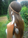 Fashion Boho Style Feather Headband Hairpiece Beads Feather Headdress Handmade Girls Hair Accessories High Quality