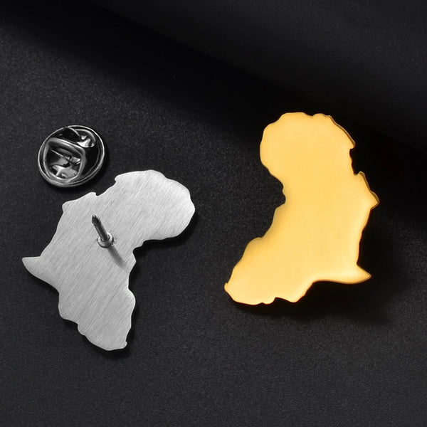 Anniyo 1PC/African Map Brooch Men Women Stainless Steel Jewelry Nigeria Congo Algeria Egypt Ghana Zimbabwe Cameroon Togo #326901