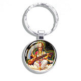Hinduism Keychains Ganesha Vishnu Goddess of Kashmi Wealth Shiva Amulet Key Chain Glass Dome Keyring India Buddhism Jewelry Gift