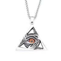 Gothic Vintage Evil Eye Pendant For Men Stainless Steel Punk Hip Hop Fashion Triangle Necklace Unique Amulet Jewelry Wholesale