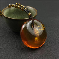 1pcs Imitation Amber Brine Beeswax Beads Necklace Honey Wax Brazilian Amber Necklace Handicraft National Style Pendant Ornaments