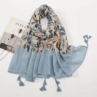 Ethnic Printed Cotton Hijab Viscose Tassels Scarf For Muslim Woman Hijabs Shawls Lady Soft Long Wraps Islim Headband Turban