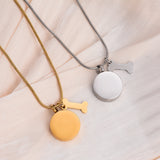 Personalized Round Paw Print Urn Necklace for Ashes Custom  Stainless Steel Cremation Jewelry with Dog Bone Memorial Pendant