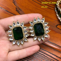 Emerald rhinestone exquisite fashion necklace earrings full of diamond high-end sweater chain earrings medieval all-match jewelr