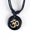 AUM OM Ohm Hindu Buddhist Hinduism Yoga India yak bone Carving Pendant Necklace Amulet Lucky Gift Tribal Fashion Jewelry