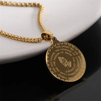 No Fade Color Serenity Lords Prayer Pendant Necklaces for Women Men Good Luck God Bless You Daily Wear Stainless Steel Jewelry