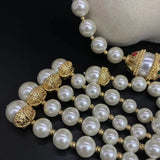 Luxury Vintage Baroque long pearl fringe necklace French delicate elegant colorful rhinestones wedding party jewelry accessories