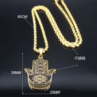 2024 New fashion ancient Fatima Hands Yoga pendant necklace temperament everything with stainless steel collarbone chain for men