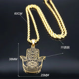 2024 New fashion ancient Fatima Hands Yoga pendant necklace temperament everything with stainless steel collarbone chain for men