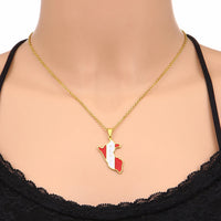 Fashion Peru Map Flag Pendant Necklace Stainless Steel Peruvian Men Women Gold/Steel Color Ethnic Map Jewelry Gift