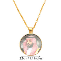Anniyo Saudi King and Crown Prince Portrait Pendant Necklaces for Women Men Saudi Arabia Jewelry With Glass #D0042