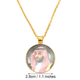 Anniyo Saudi King and Crown Prince Portrait Pendant Necklaces for Women Men Saudi Arabia Jewelry With Glass #D0042