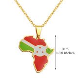 3CM Hip-Hop Africa Map Pendant Necklaces Stainless Steel Jewelry Kenya Mali Senegal Somalia Ghana Sierra Leone Liberia #350221