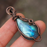 Handmade Copper Wire Wrapped Labradorite Gemstone Pendant Necklace Is Perfect For Spiritual Connection And Intuition For Women