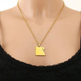 Stainless steel geometric Egyptian city name necklace, couple style ethnic titanium steel pendant accessory