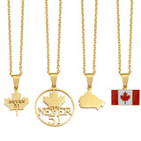 Canada Flag and Map Necklaces For Women Stainless Steel Canadian Maple Leaf Jewelry #530362