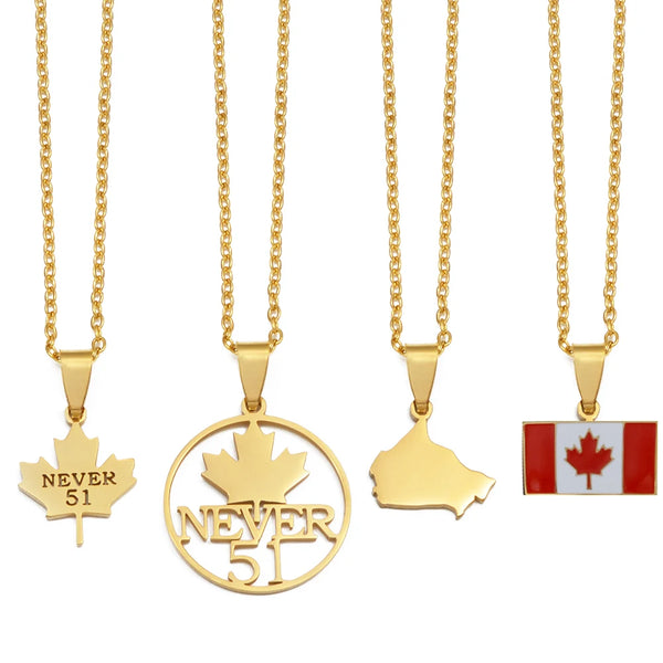 Canada Flag and Map Necklaces For Women Stainless Steel Canadian Maple Leaf Jewelry #530362