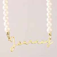 Pearl Hindi Name Necklace Personalized Jewelry Custom Sanskrit Name Necklaces for Women Stainless Steel Jewelry Gift