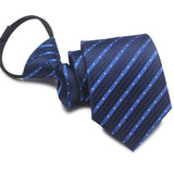 Zipper Ties For Men Women Striped Mens Tie For Business Wedding Skinny Neck Tie Casual Slim Blue deep Light navy blue Necktie