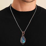 Handmade Copper Wire Wrapped Labradorite Gemstone Pendant Necklace Is Perfect For Spiritual Connection And Intuition For Women
