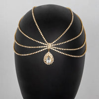 2024 Trend Bohemian Style Fashion Droplets Shine Rhinestone Headwear Wedding Bride Hair Chain And Ornamental Chain