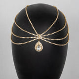 2024 Trend Bohemian Style Fashion Droplets Shine Rhinestone Headwear Wedding Bride Hair Chain And Ornamental Chain