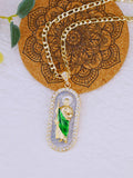 1 Piece 14K Gold Plated Green St. Jude San Juads Pendant Women's Necklace Religious Jewelry