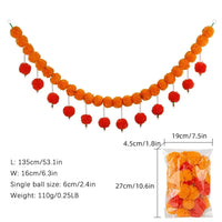 Artificial Marigold Garland Indian Style 135CM Home Decor with Pearl Festival Ornament for Halloween Day of The Dead Christmas