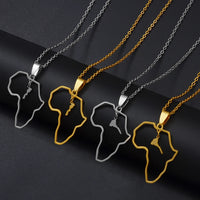 Anniyo Morocco and Eritrea Map Pendant Necklaces Stainless Steel Jewelry #313421