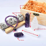 Natural Crystal Amethyst Rose Quartz Smudge Stick Rose Quartz Amethyst Magic Wand Bracelet Divination and Witchcraft Wooden Gift