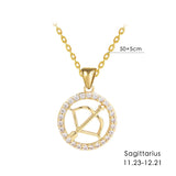 12 Zodiac Signs Necklace Copper Gold Plated Zodiac Signs Pendant Chain Ladies Necklace Birthday Jewelry Ladies Jewelry