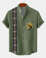 New Men's 3D Fashion Short Sleeve Casual Street Trend Summer Comfort Top Hawaiian Cotton and Linen Shirt