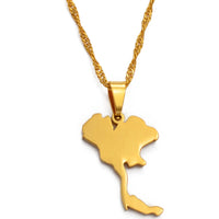 Anniyo the Kingdom of Thailand Map Pendant Necklaces for Women/Girl Jewelry Thai  #024721