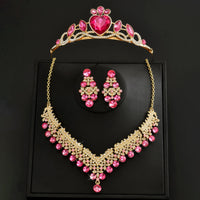 Ladies' Fashion Design Crown Necklace Earrings Jewelry Set Suitable for Wedding, Party, Festival Gifts