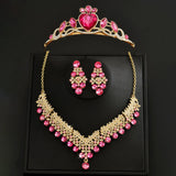 Ladies' Fashion Design Crown Necklace Earrings Jewelry Set Suitable for Wedding, Party, Festival Gifts