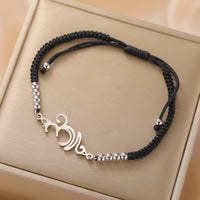 Lucktune OM Symbol Bracelets for Women Men Stainless Steel Women Hand Bracelet Unalome Lotus Buddhism Jewelry Friend Lucky Gift