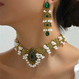 New Vintage Jewelry For Women Simulated Pearl Beads Jewelry Sets Water Drop Shaped Decoration Necklace Earrings Set For Women