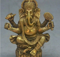 17CM Old Tibet Buddhism Bronze Ganapati Ganesh Lord Ganesha Elephant Buddha Statue