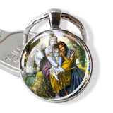 Hinduism Keychains Ganesha Vishnu Goddess of Kashmi Wealth Shiva Amulet Key Chain Glass Dome Keyring India Buddhism Jewelry Gift