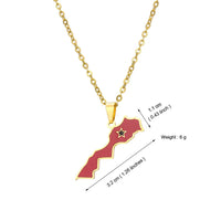 Morocco map pendant stainless steel necklace famous ethnic style female niche design sense of light luxury geometric drip oil je