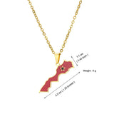 Morocco map pendant stainless steel necklace famous ethnic style female niche design sense of light luxury geometric drip oil je