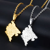 Anniyo Montenegro Map With Cities Name Pendant Necklaces for Women Men Jewelry Stainless Steel Chain #324001